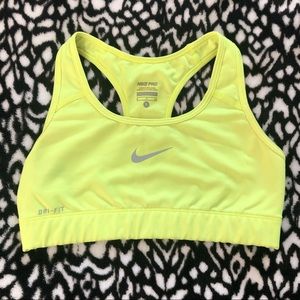 Nike Women’s Dri-Fit Sports Bra. Neon Yellow